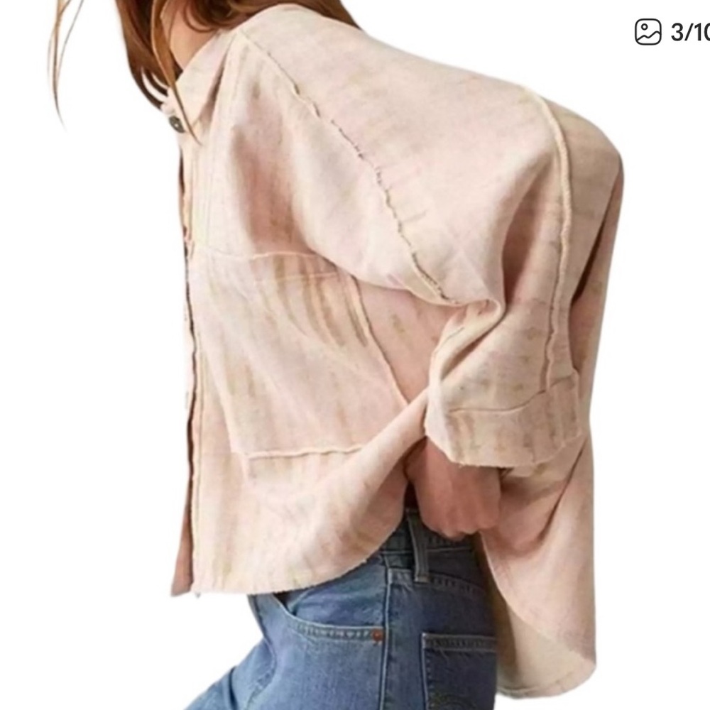 Free People Montauk Chunky Oversized Button Up Shacket sweater Large